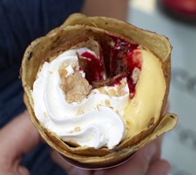 Strawberries, Custard and Cream Vending Machine Crepe 