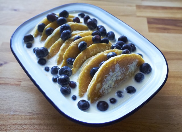 Blueberry Pancake and Butter Pudding ready for the oven