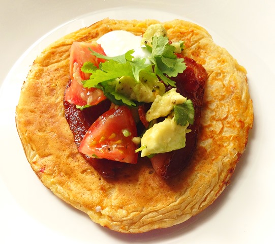 Sweetcorn and Chilli Pancakes with Maple Pancetta
